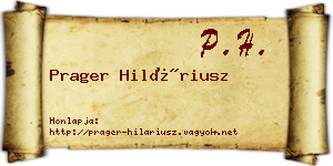 Prager Hiláriusz névjegykártya